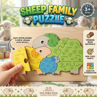 Thumbnail for Sheep Family Puzzle for Kids | 9-Piece Wooden Jigsaw | Age 3+