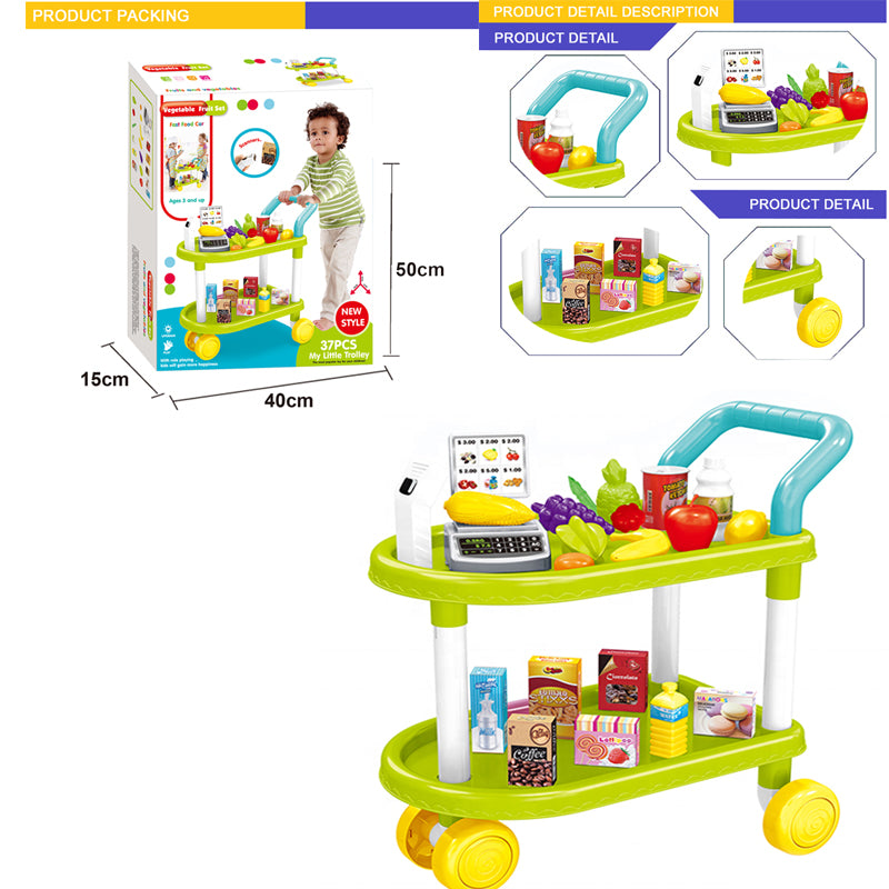 Pretend Fruit & Vegetable Kitchen Trolley Set