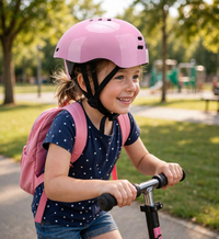 Thumbnail for Kid wearing the helmet while riding a scooty