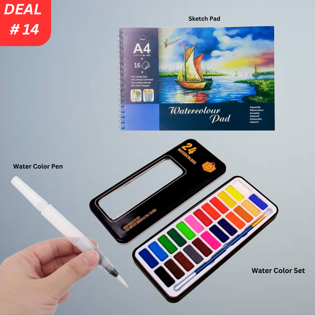 Keep Smiling Water Colors Painting Deal - 28 Pieces