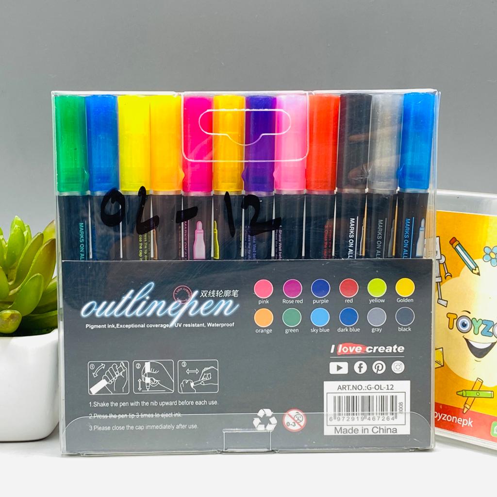 Pack Of 12 color Markers metal art drawing pen