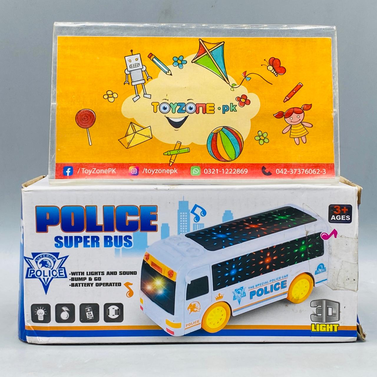 Police Bus Toy with 3D Lighting and Sound