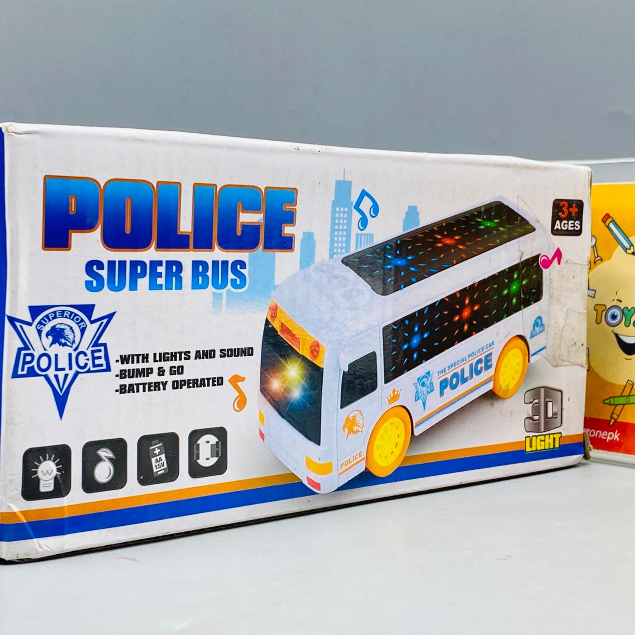 Police Bus Toy with 3D Lighting and Sound