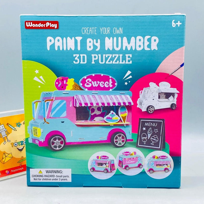 Bus Shape 3D Puzzle Paint Number