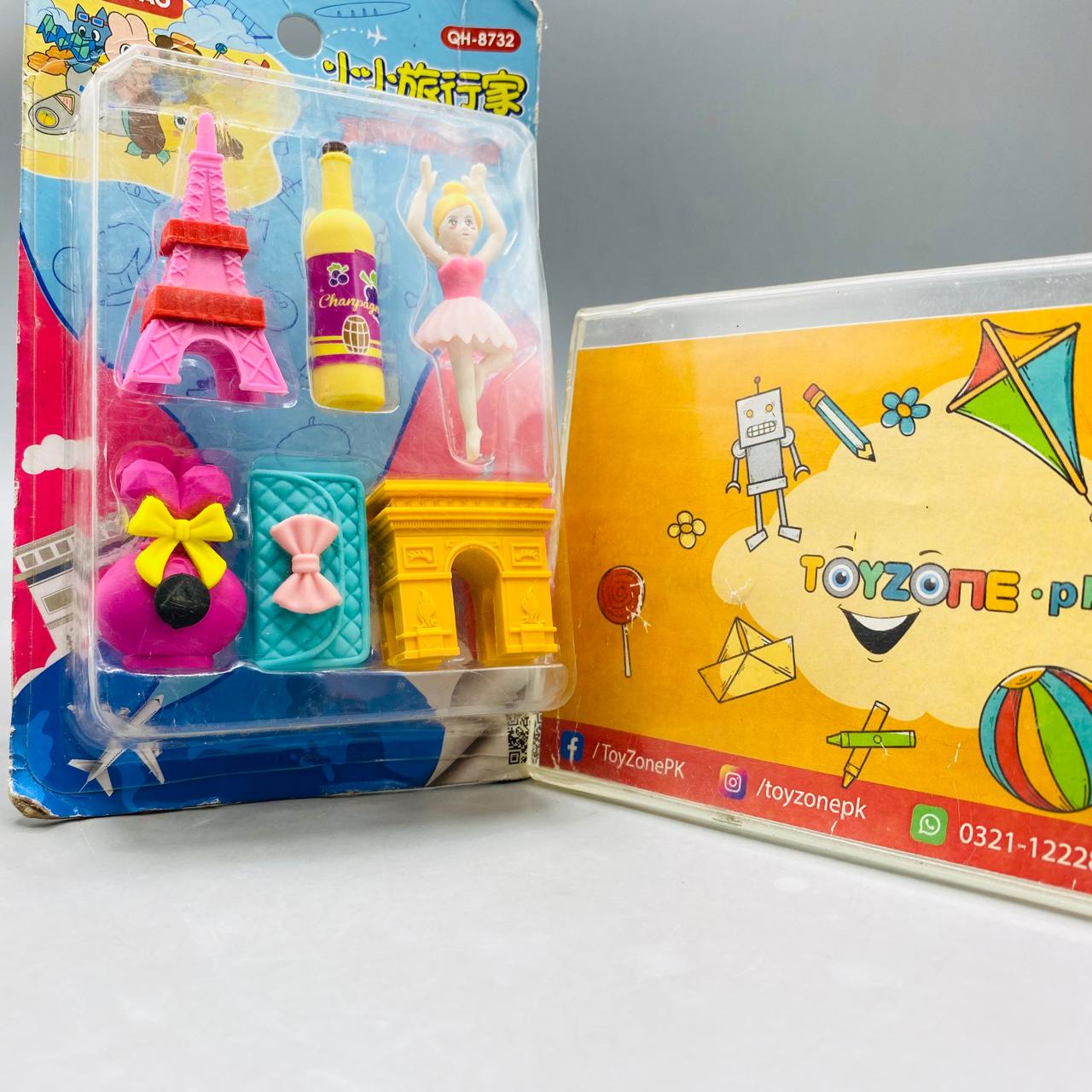 Qihou France Travel Theme Eraser Set (QH-8732)