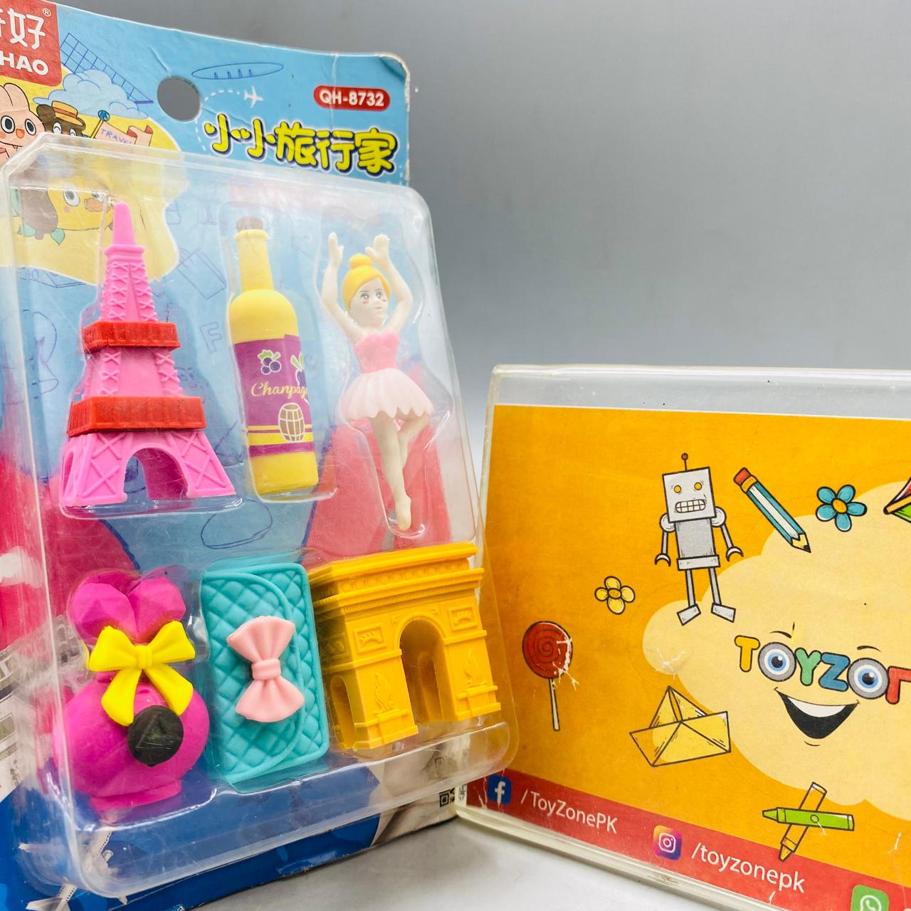 Qihou France Travel Theme Eraser Set (QH-8732)