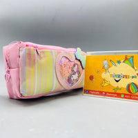 Thumbnail for Magical Pink Striped Unicorn Pencil Case with Shimmering Sequin Heart
