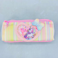 Thumbnail for Magical Pink Striped Unicorn Pencil Case with Shimmering Sequin Heart