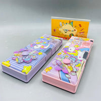 Thumbnail for Magical Unicorn Pop-Up Pencil Box with Built-in Sharpener & Purple Striped Design