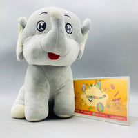 Thumbnail for Chubby Cheek Elephant Stuffed Animal with Big Eyes - Soft Grey Plush