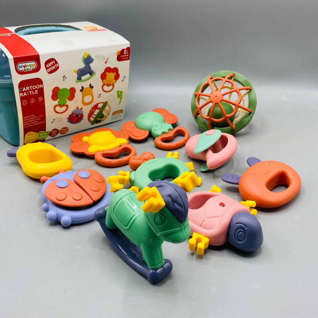 10 Piece Rattle with Silicone Teether Set