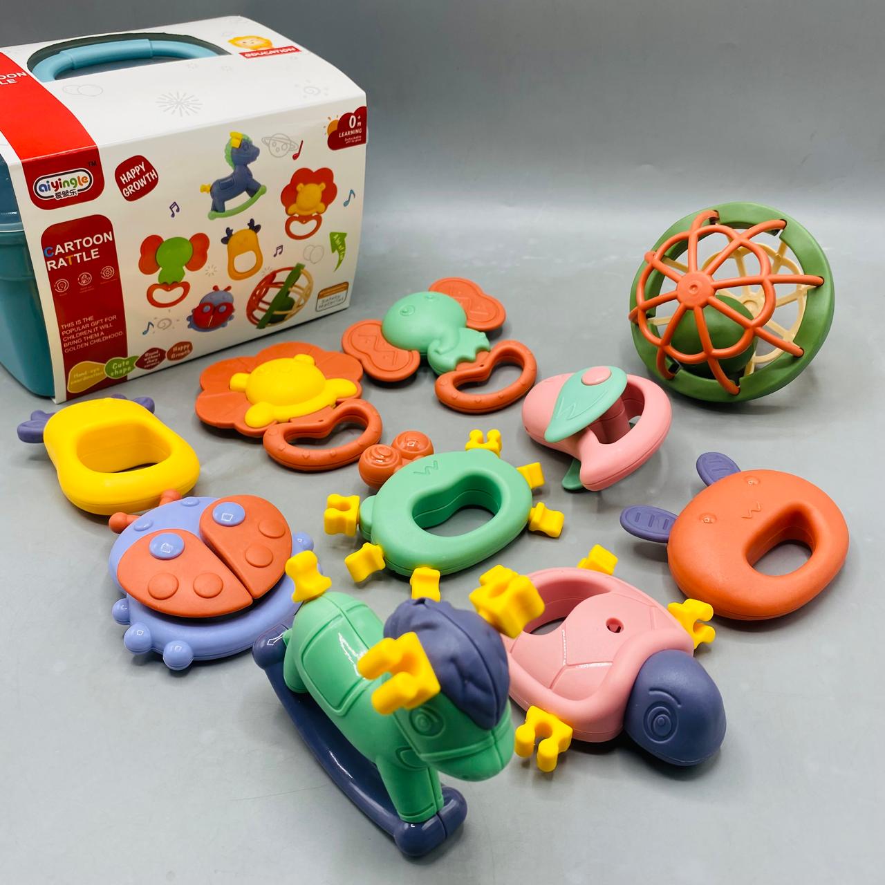 10 Piece Rattle with Silicone Teether Set