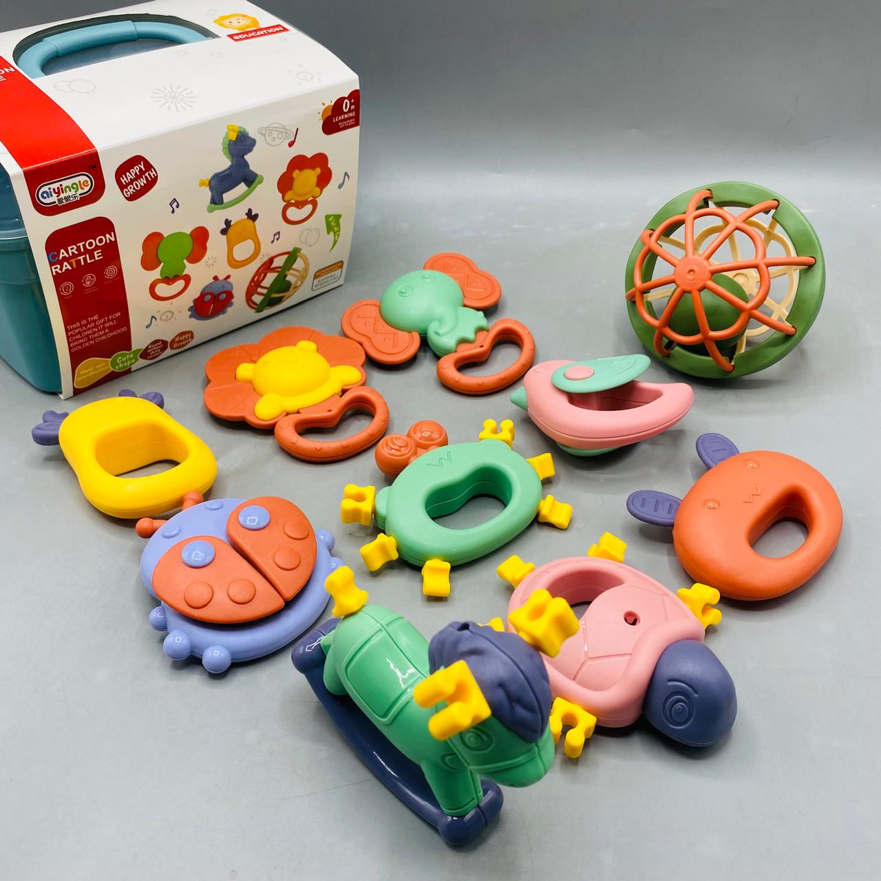 10 Piece Rattle with Silicone Teether Set
