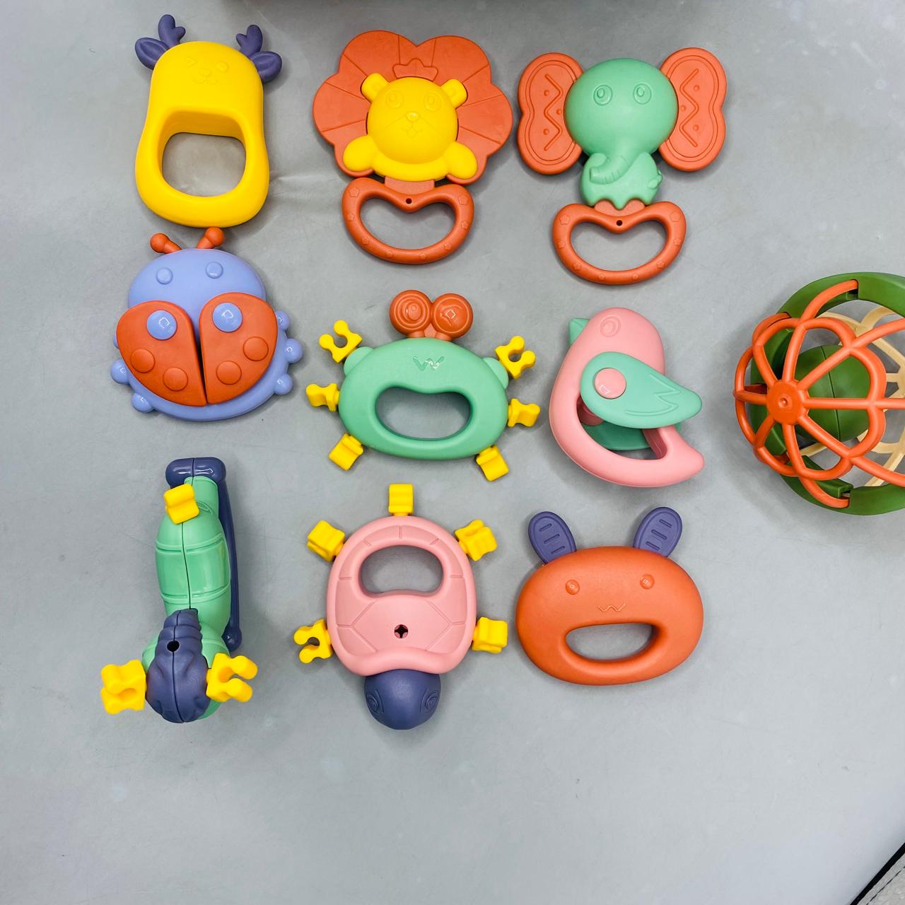 10 Piece Rattle with Silicone Teether Set