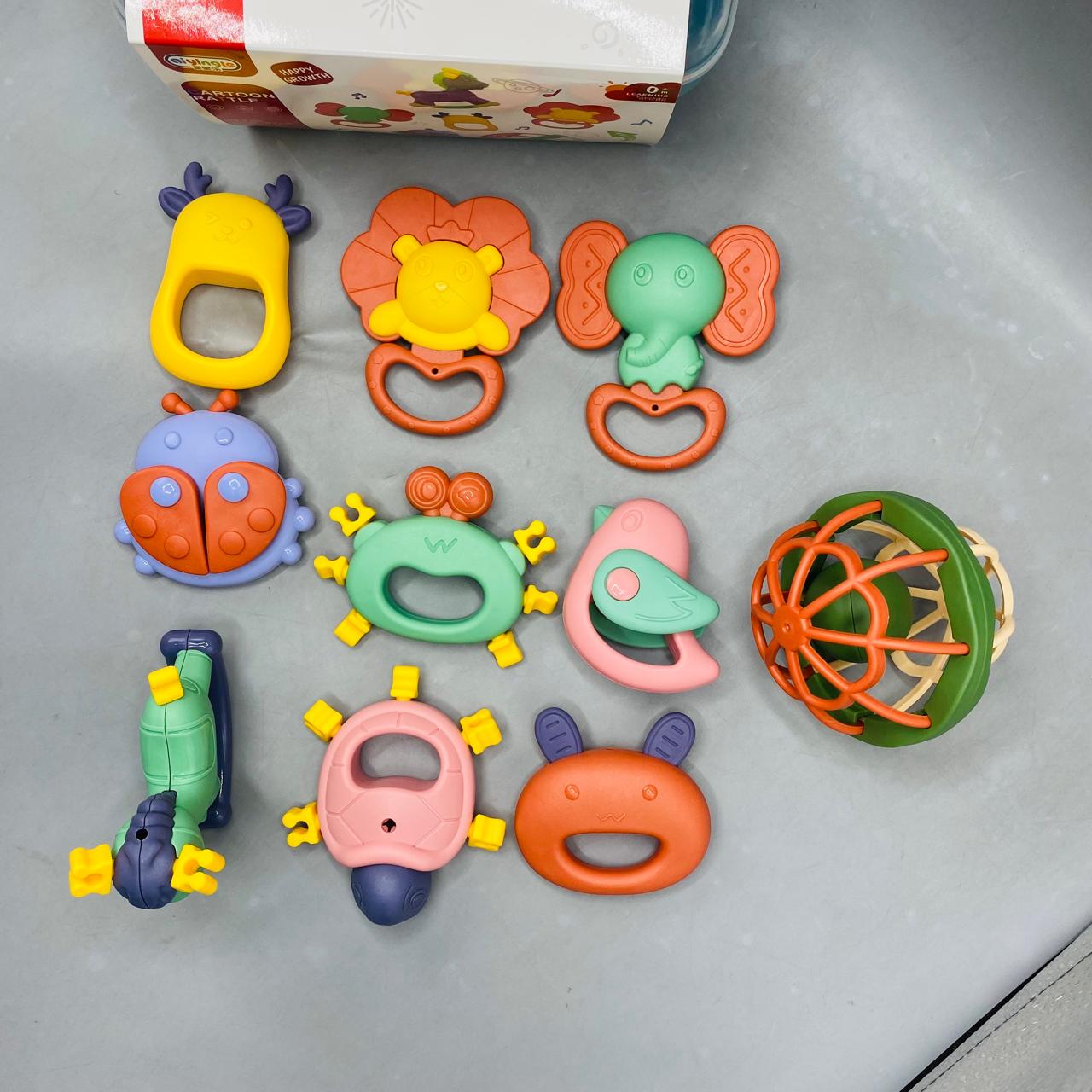 10 Piece Rattle with Silicone Teether Set