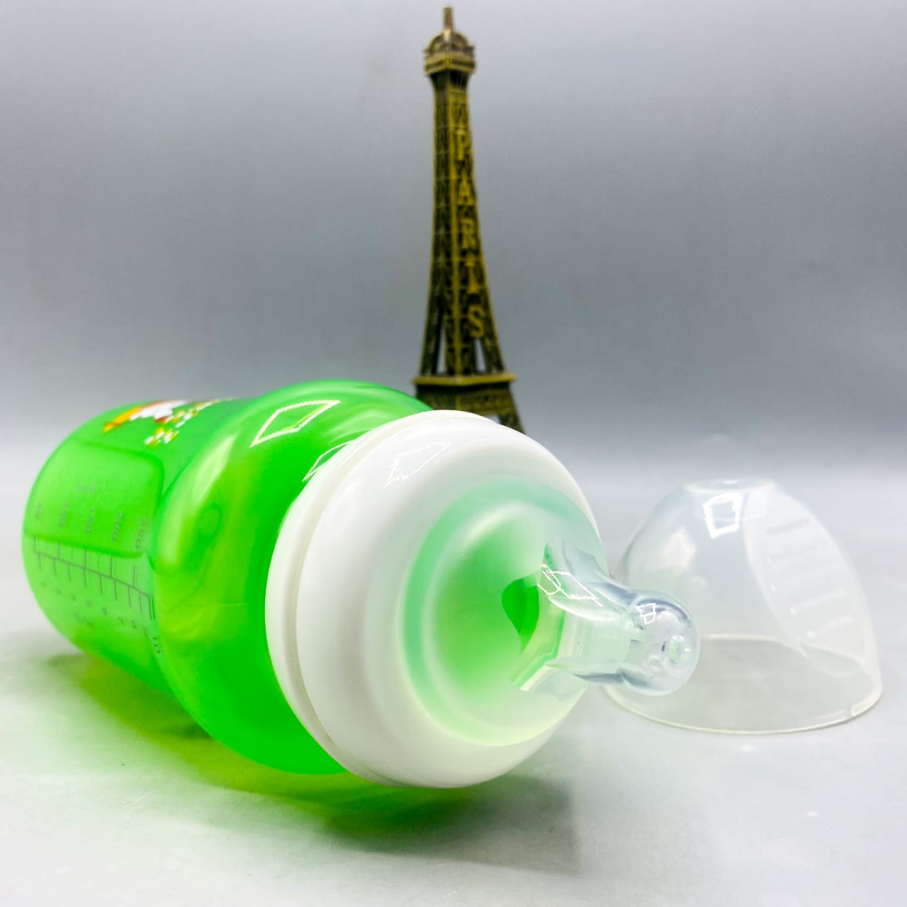 🐰 Green Cartoon Animal Baby Feeding Bottle (250ml)