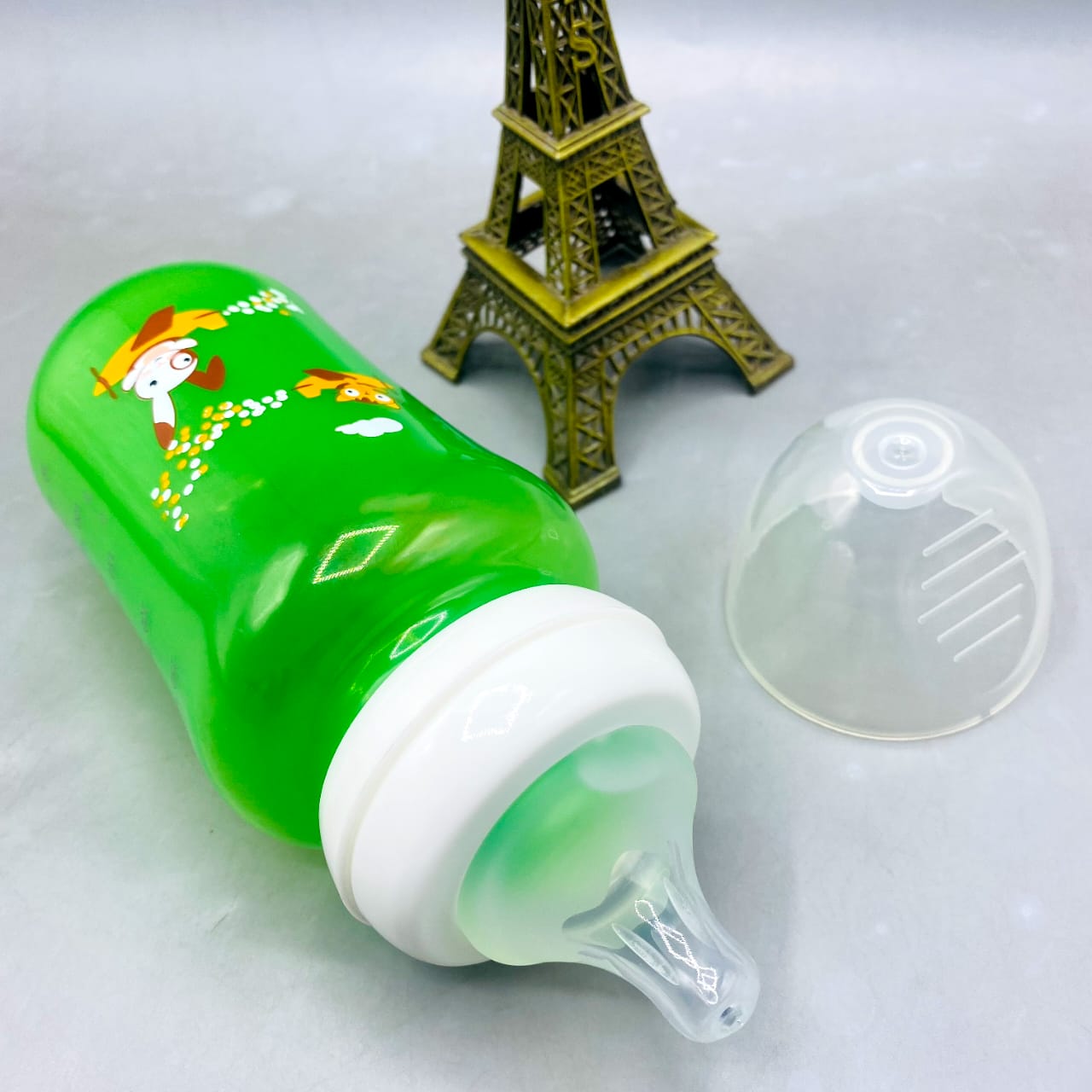 🐰 Green Cartoon Animal Baby Feeding Bottle (250ml)