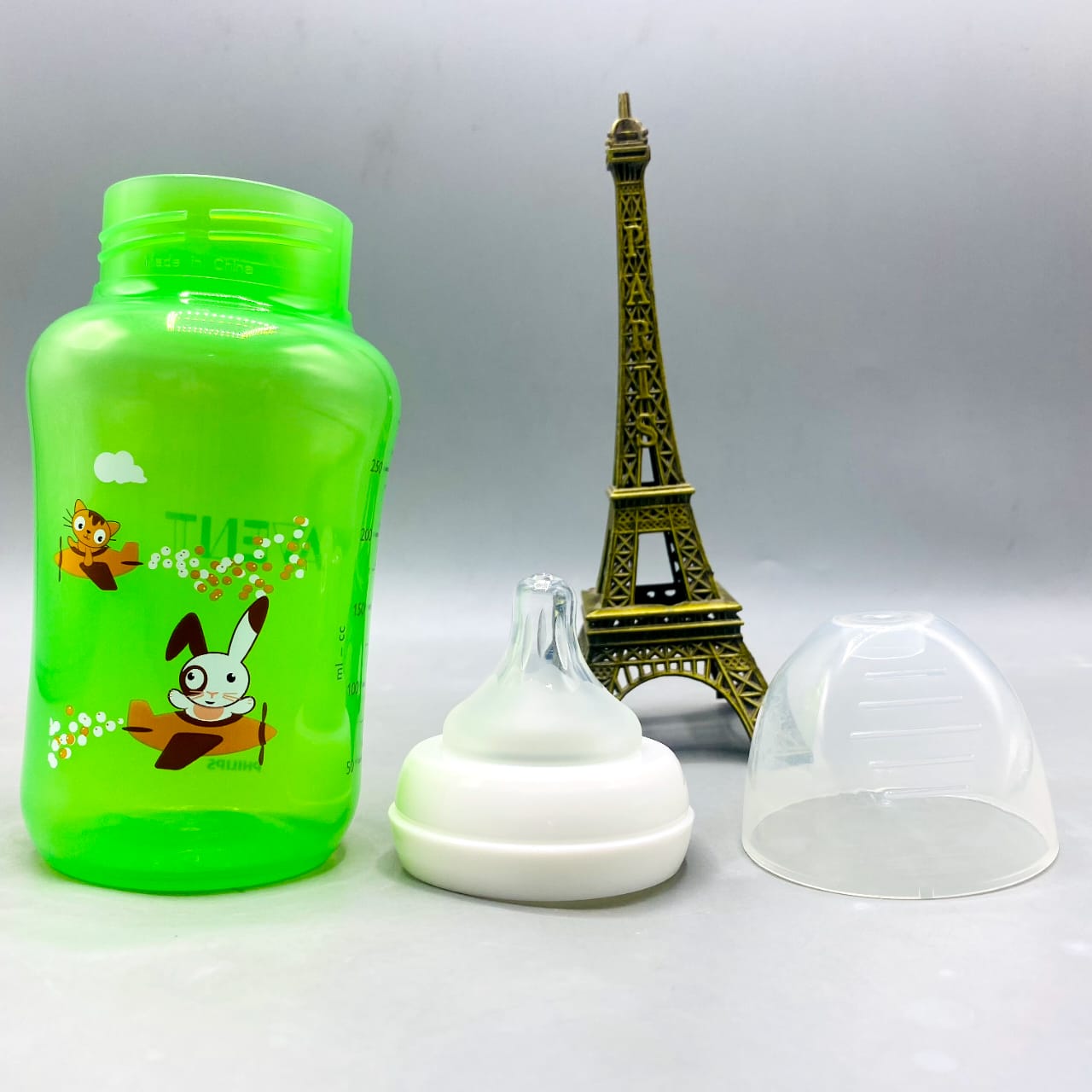 🐰 Green Cartoon Animal Baby Feeding Bottle (250ml)