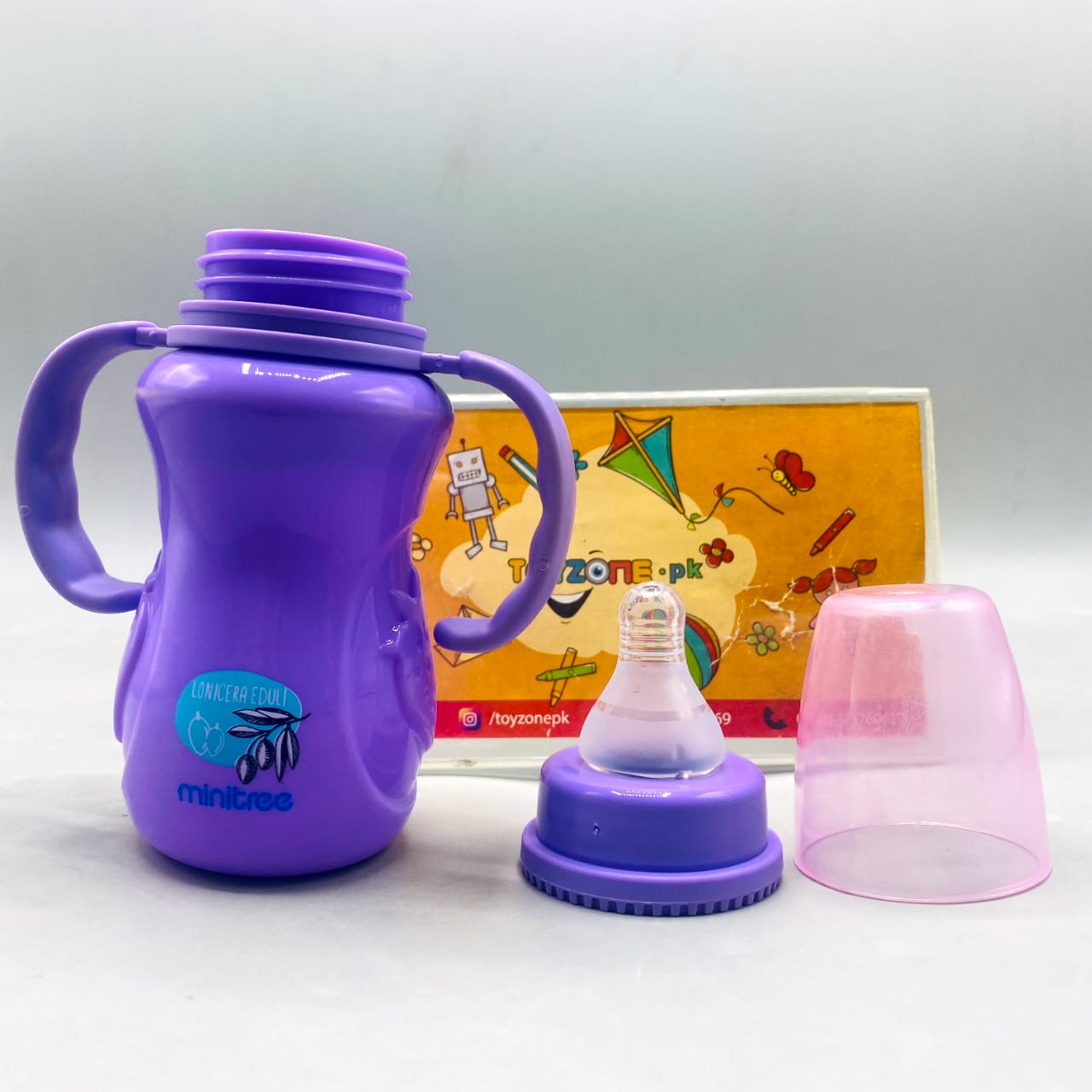 💜 Minitree Purple Handle Feeder / Training Cup with Contoured Grip