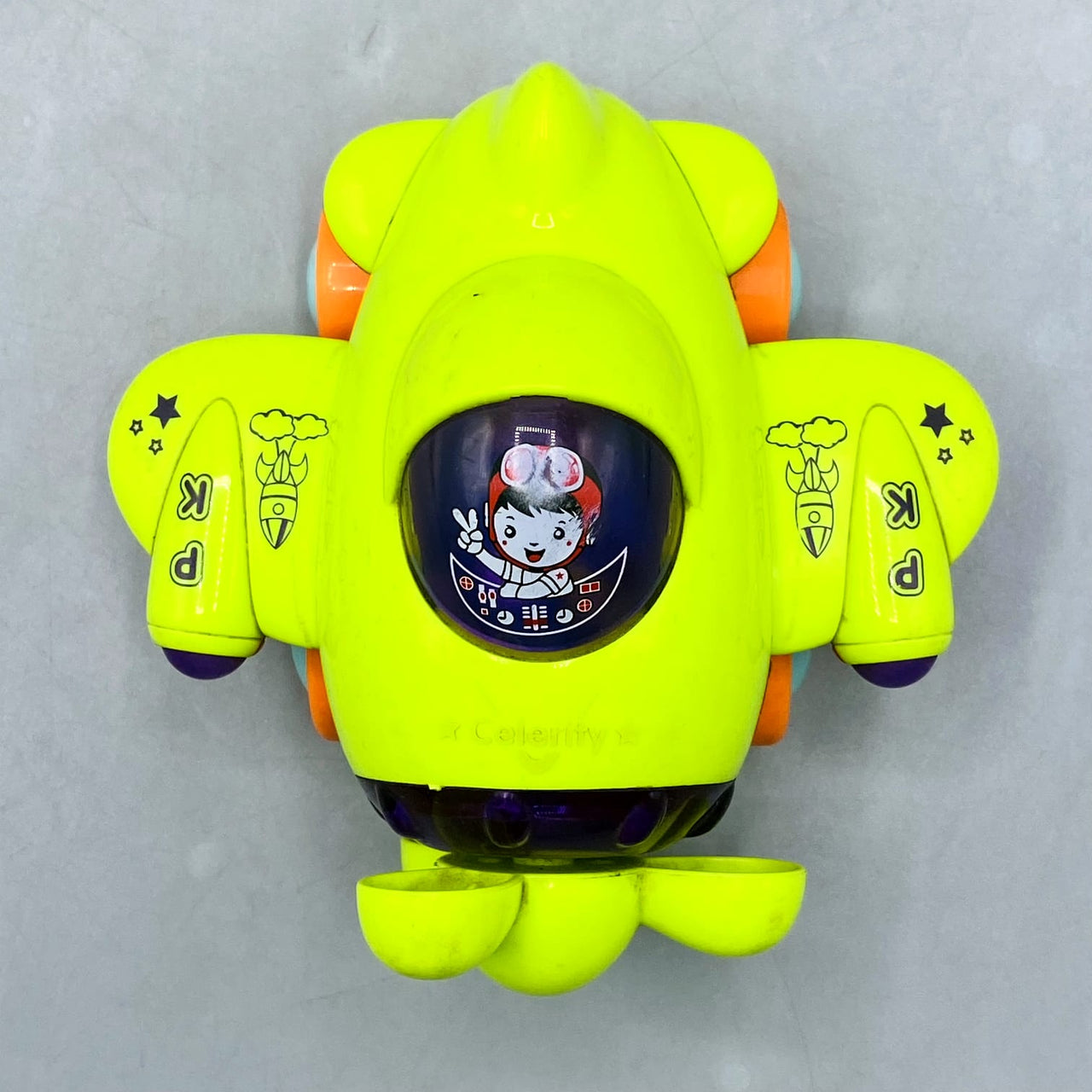 Bright Neon Propeller Airplane Push-and-Go Toy with Lights & Sound