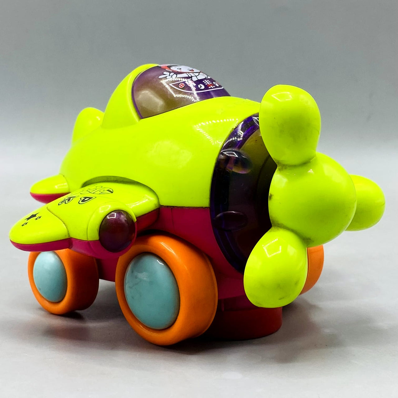 Bright Neon Propeller Airplane Push-and-Go Toy with Lights & Sound