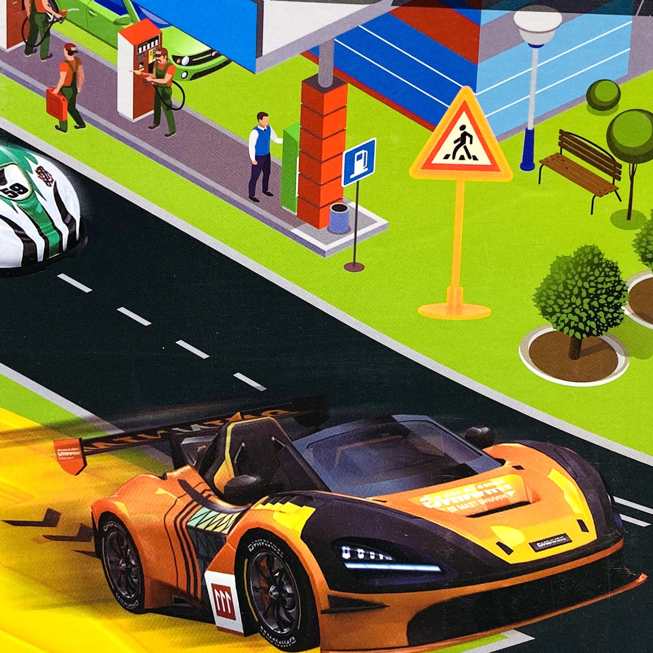 Manual Gas Station Play Mat Track