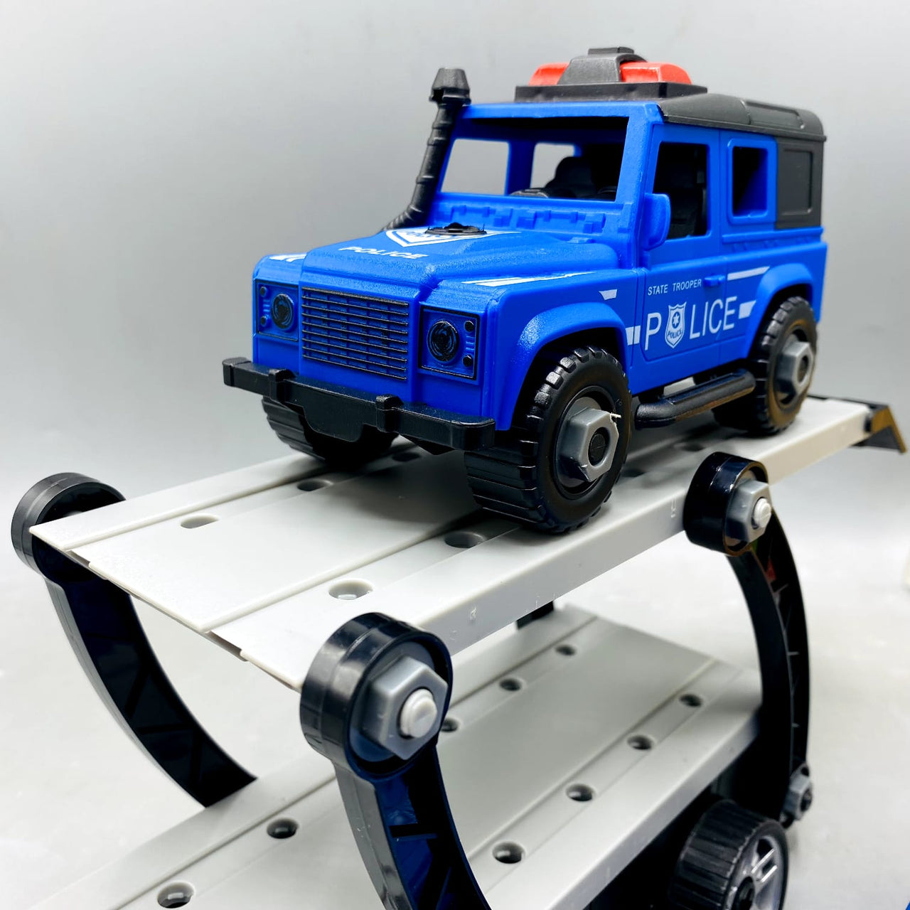 DIY Manual Police Detachable Truck Hauler with 3 Cars