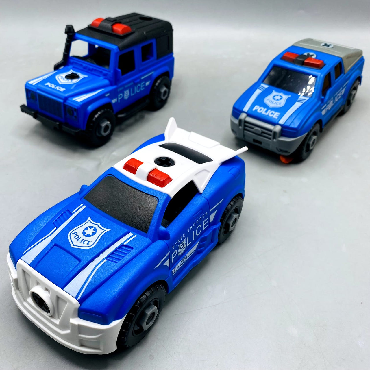 DIY Manual Police Detachable Truck Hauler with 3 Cars