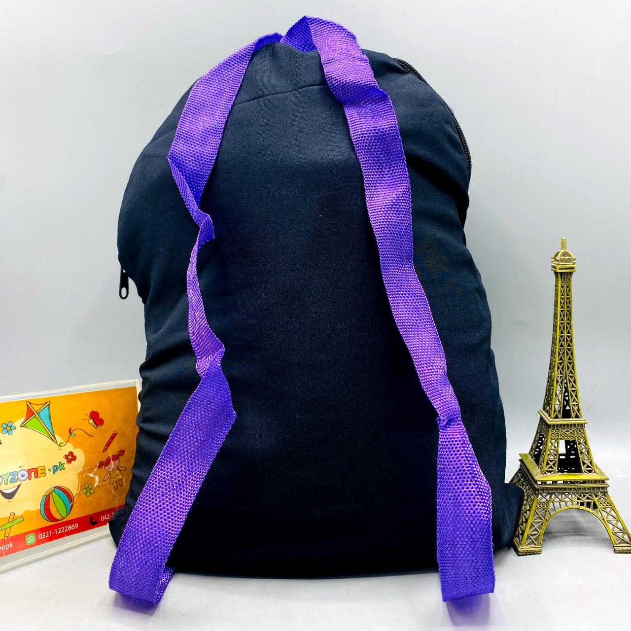 🎒 Motu Patlu "King of Kings" Kids' Black Backpack with Purple Straps