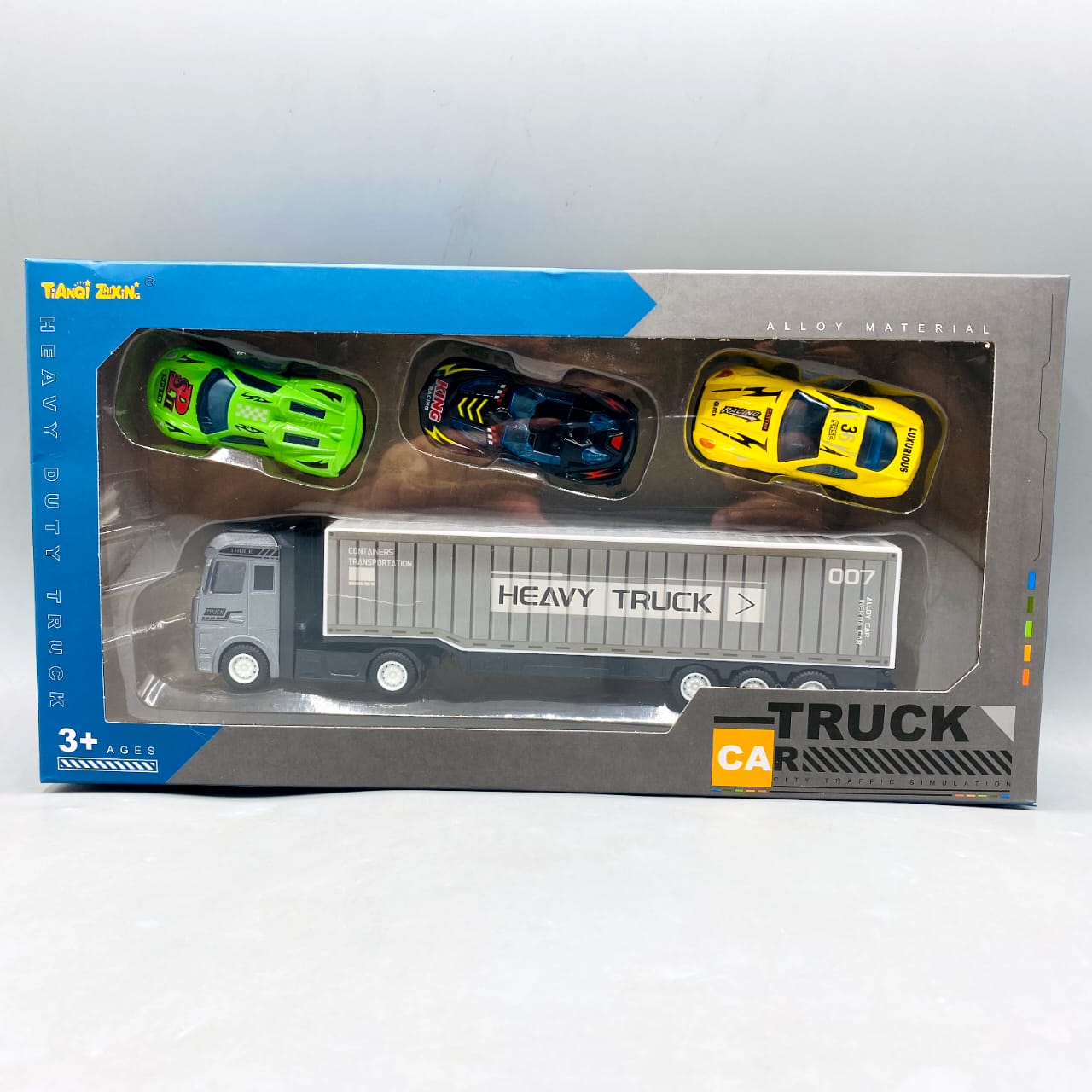 10-Inch Free Wheel Metal Truck With 3 Mini Metal Car Set