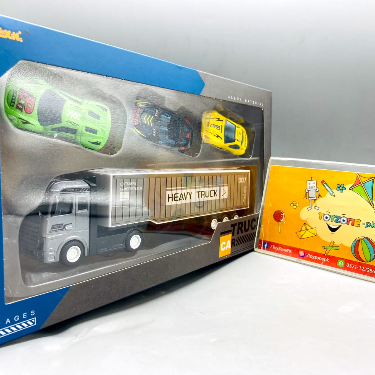 10-Inch Free Wheel Metal Truck With 3 Mini Metal Car Set