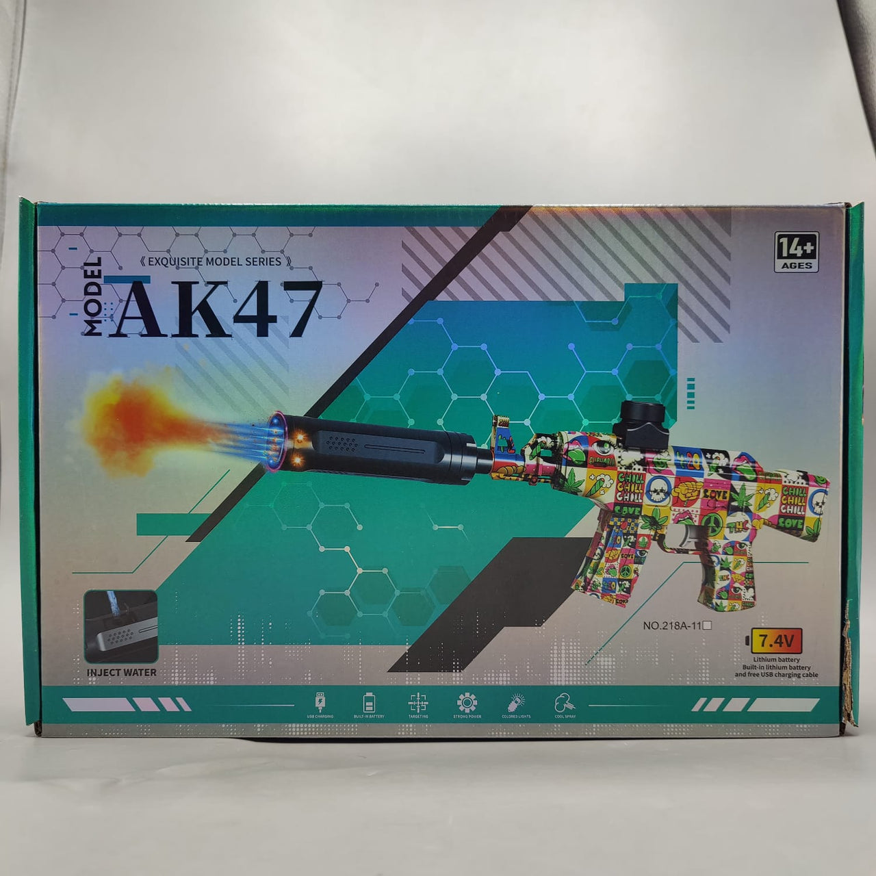 Automatic Gell Blaster AK47 Gun with Light and Smoke Effect