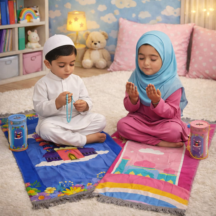 Kids Prayer Rug Mat With Prayer Beads