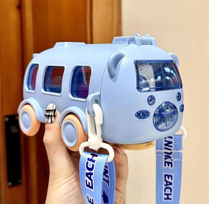 Portable Bus Water Bottle With Silicone Straw