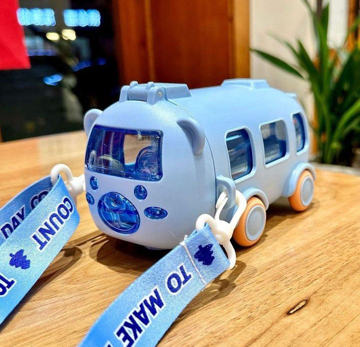 Portable Bus Water Bottle With Silicone Straw