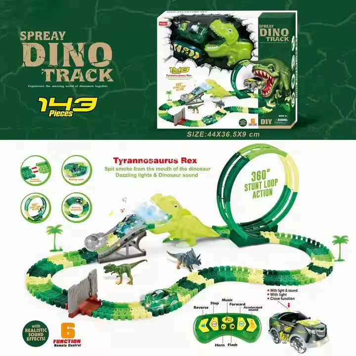 143 Pcs Remote Control Dino Spray Track Set
