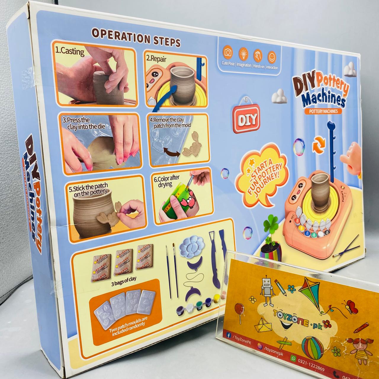 Battery Operated Pottery Wheel With 6Pcs Color Set