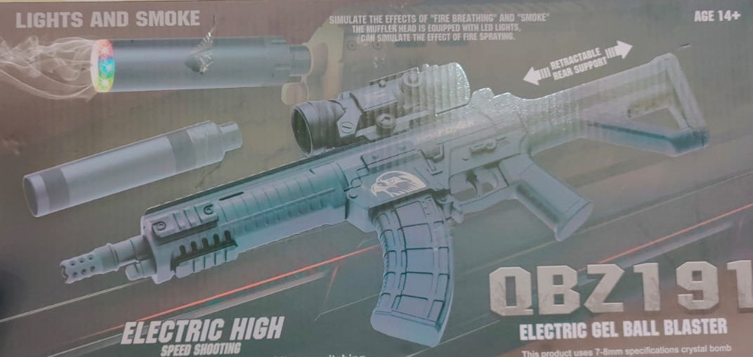 QBZ Gel Blaster Gun With Light And Smoke Effect