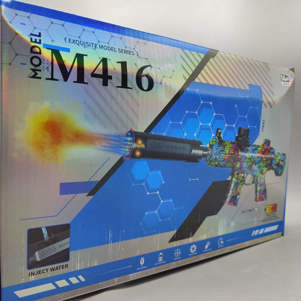 Automatic Gell Blaster M416 Gun with Light and Smoke Effect