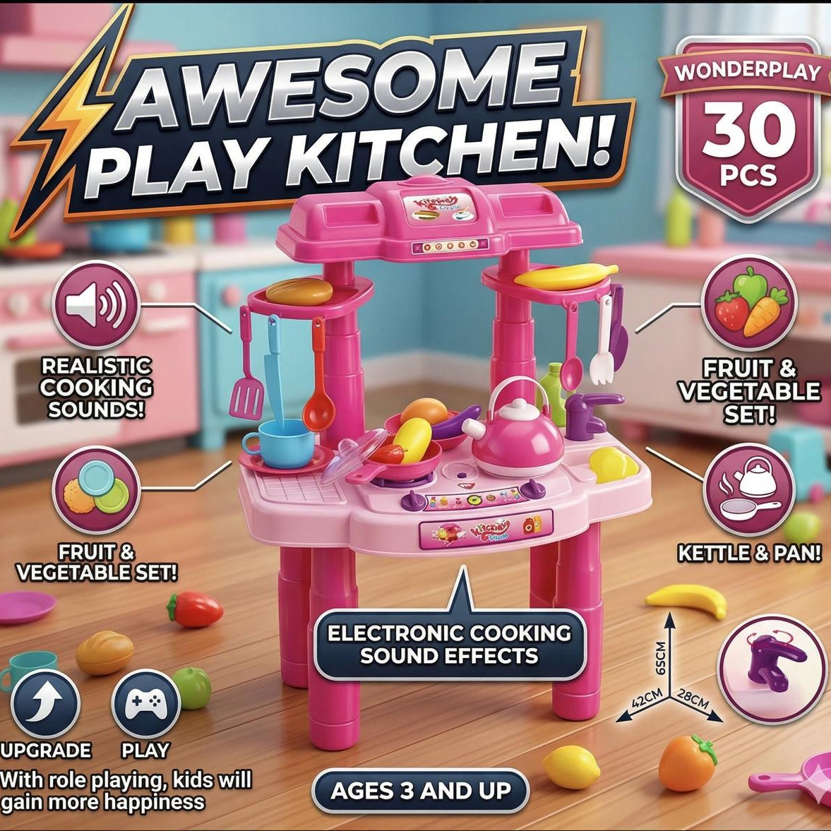 30 Pcs Barbie Kitchen Playset