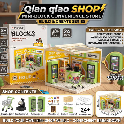 124 Pcs DIY Miniature Shopping Mart Block Set