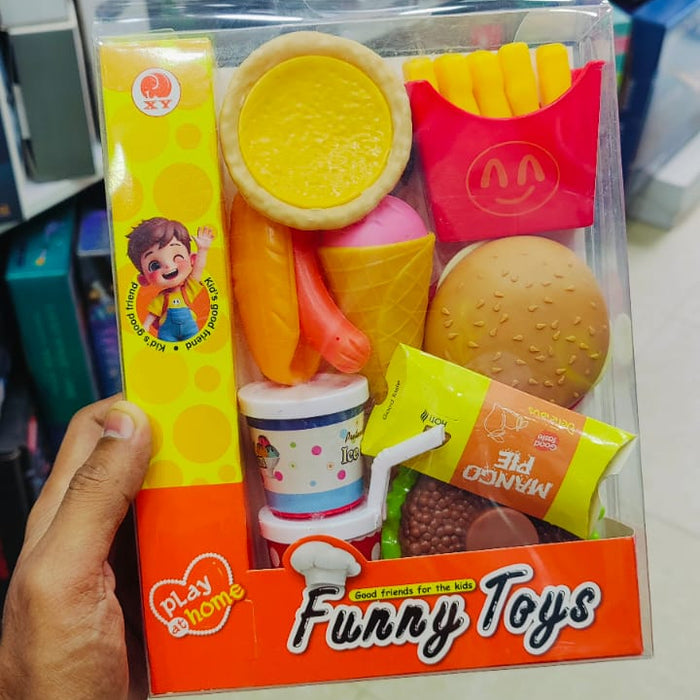 Funny Toys Fast Food Playset by Play@Home – Includes Burger, Fries, Ice Cream, Mango Pie, Drink Cup and More