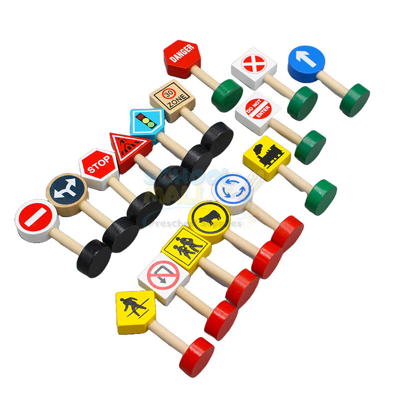 Wooden Educational Traffic Signs for Kids