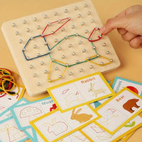 Thumbnail for Wooden Montessori Geometry Creative Peg Board