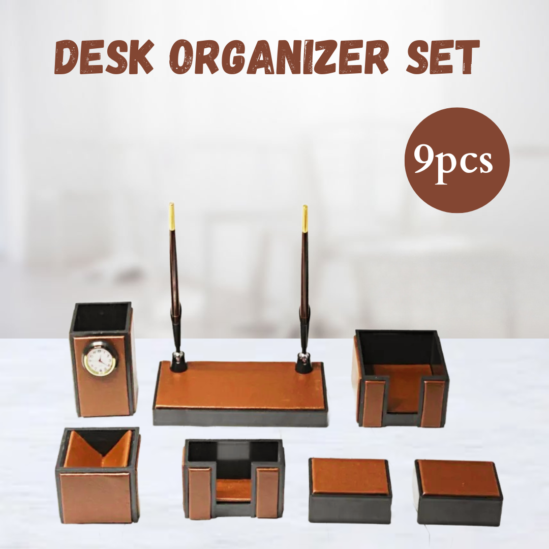 Wooden Office Desk Organizer Set ( 9 Pcs )