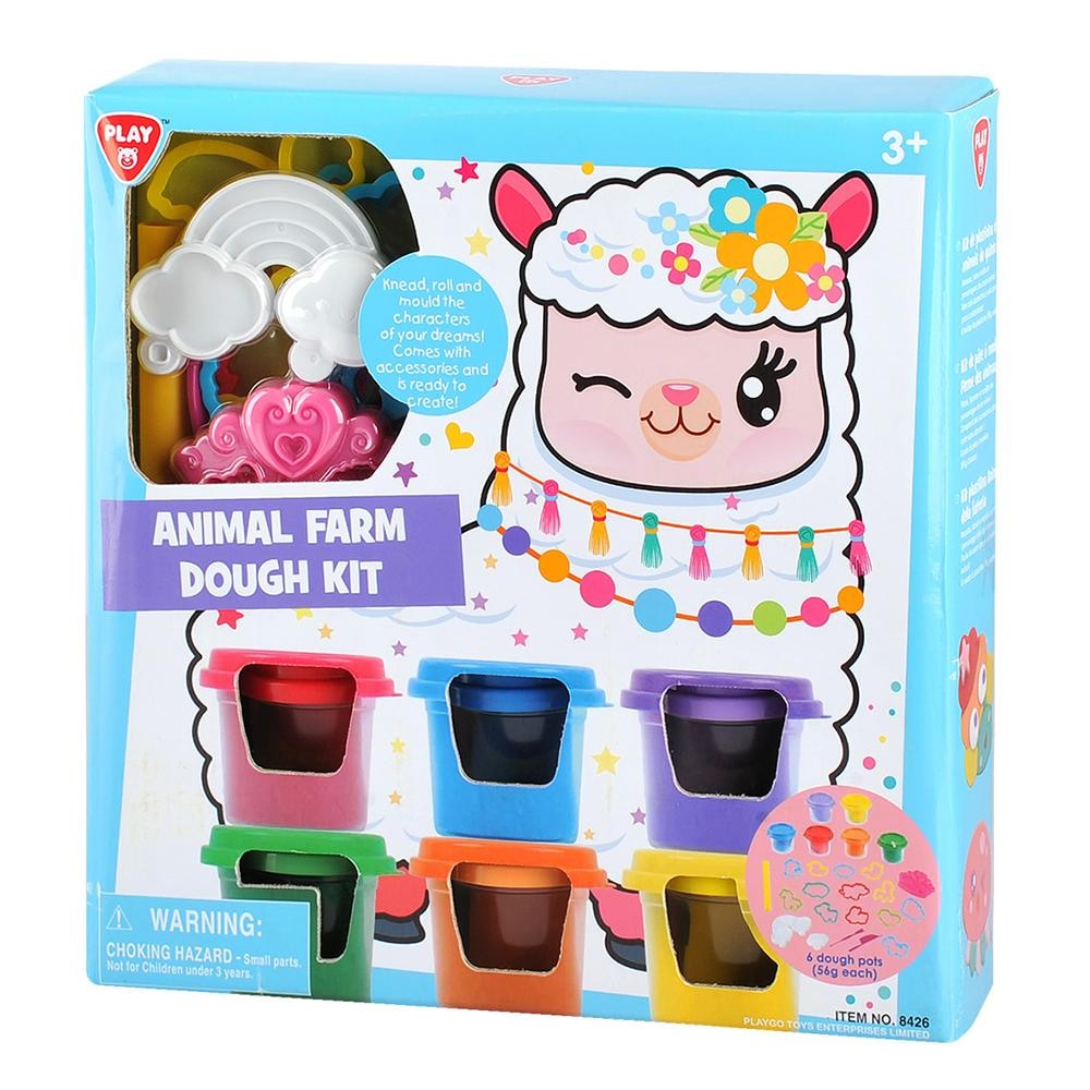 Playgo Animal Farm Dough Kit (6 x 2 OZ DOUGH INCLUDED)