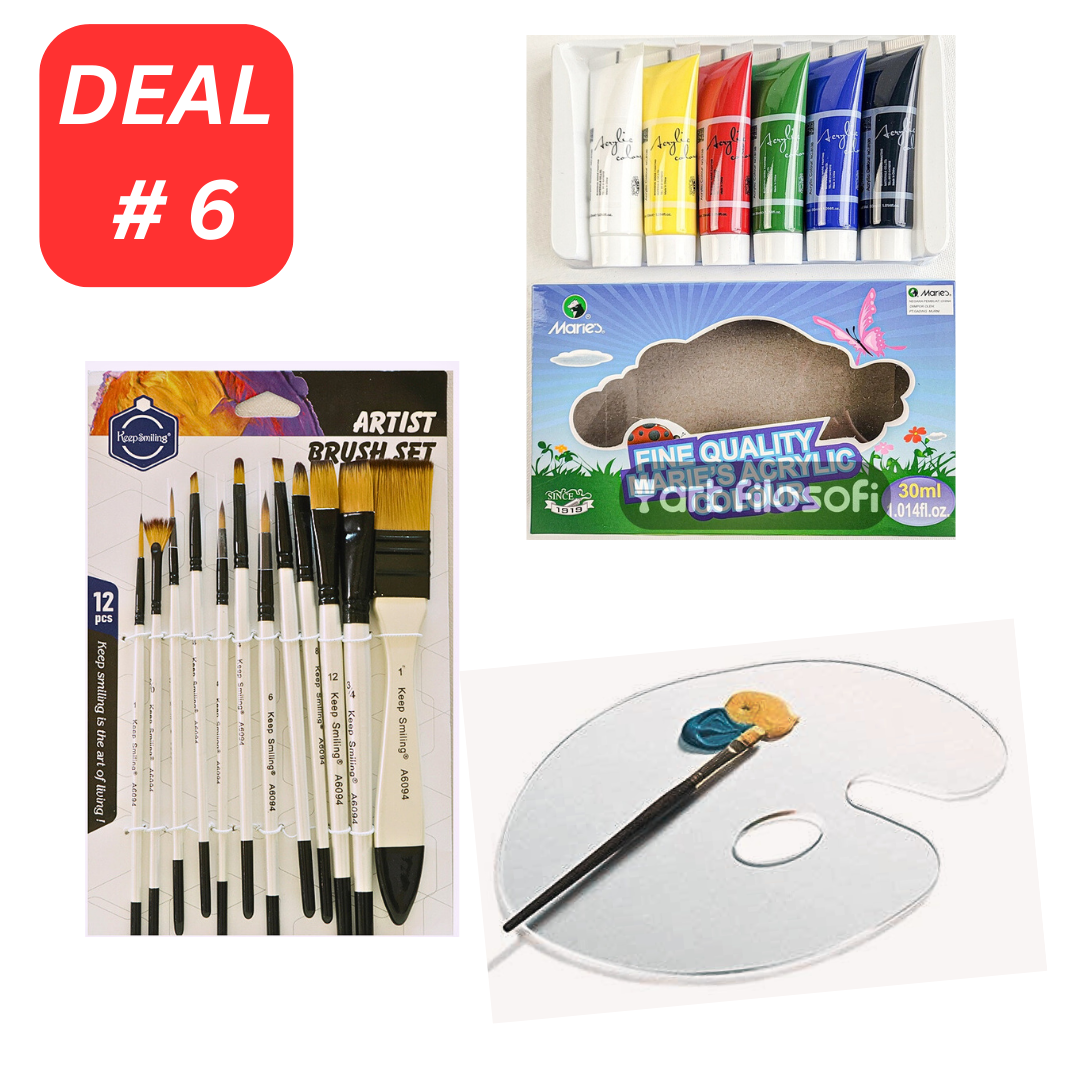 Artist Acrylic Paint & Brushes Set Deal - 19 Pieces