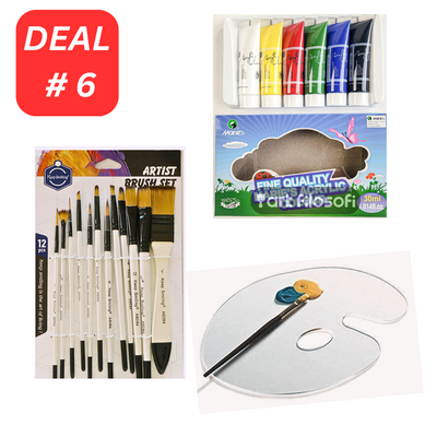 Artist Acrylic Paint & Brushes Set Deal - 19 Pieces