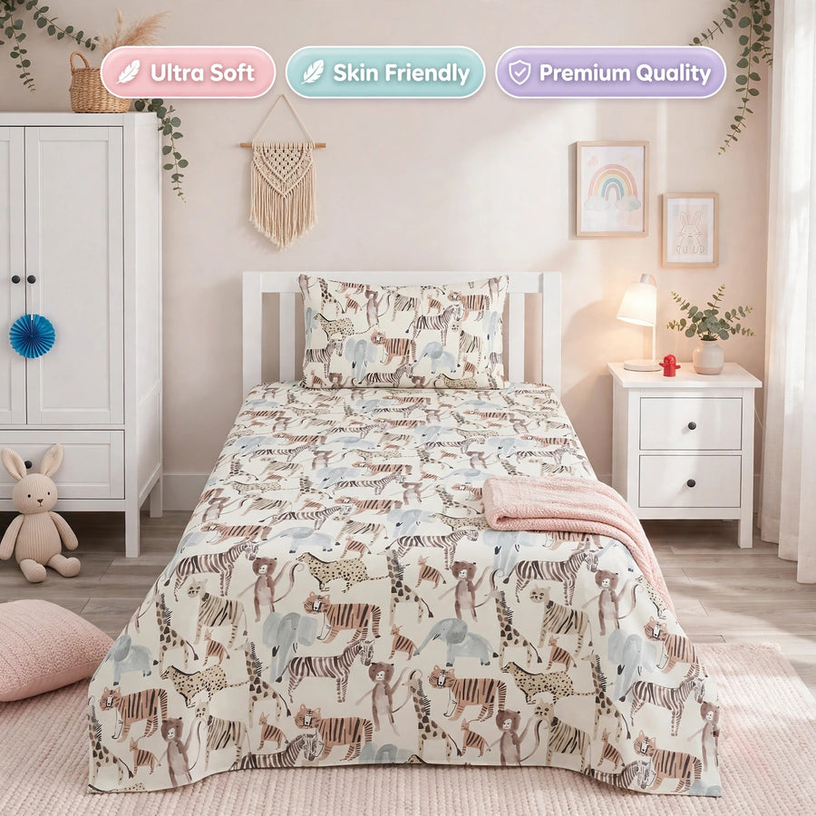 Animals Kids Percale Bedsheet