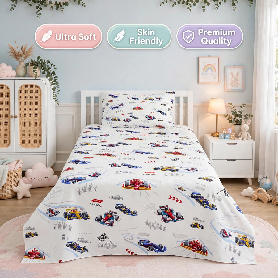 Formula Car Kids Percale Bedsheet